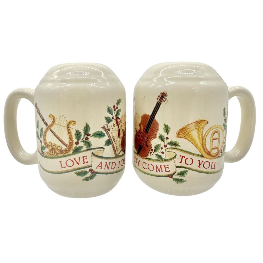Christmas Holiday Salt Pepper Shaker Set Musical Theme Love And Joy Come To You